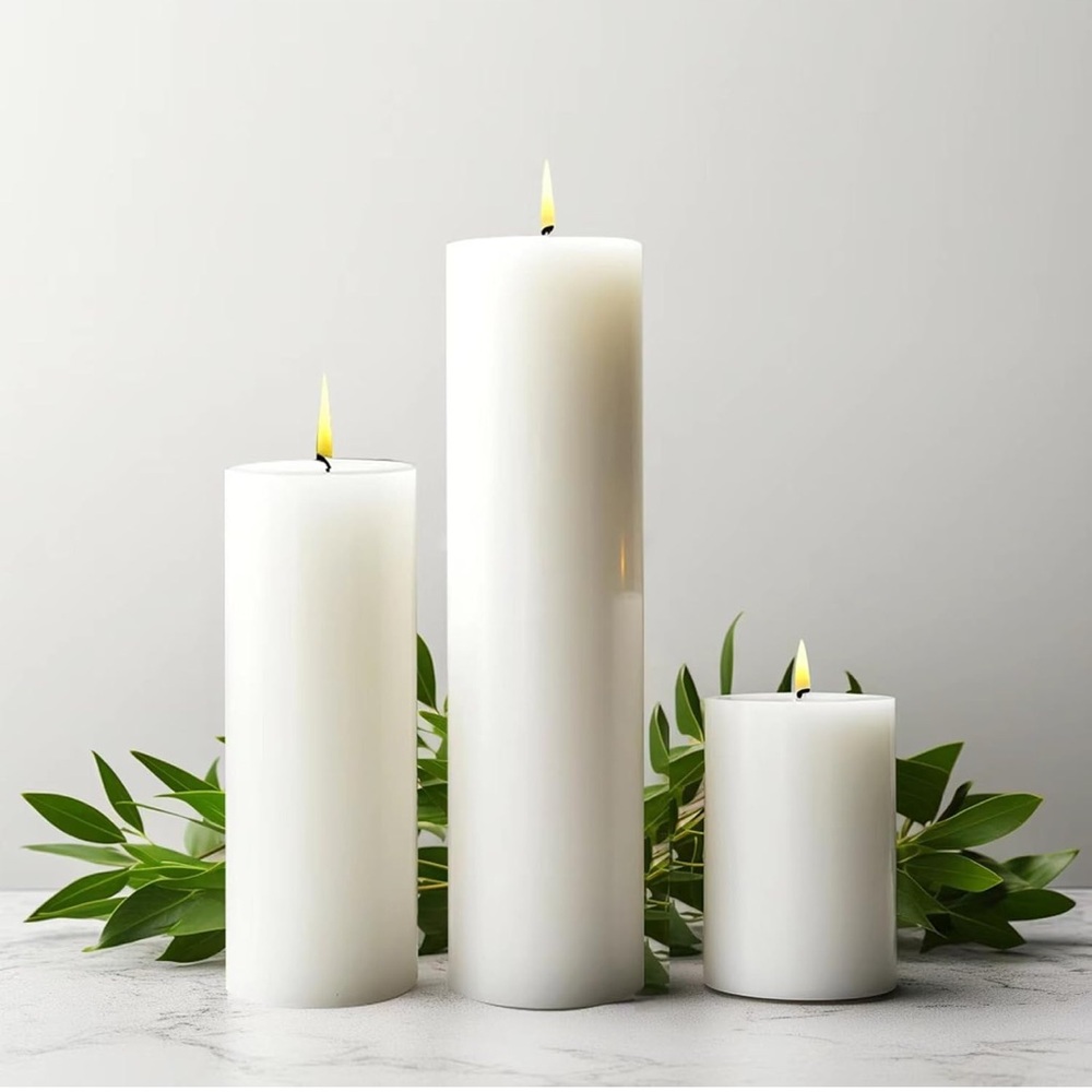 White Pillar Candle Set of  6